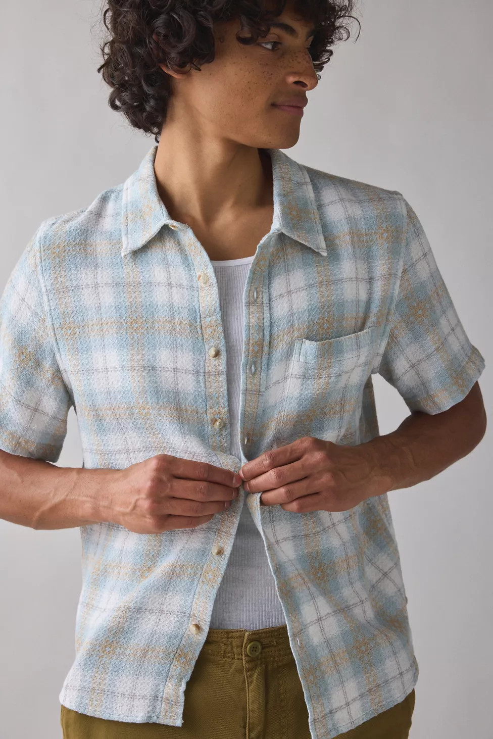 BDG Plaid Textured Weave Short Sleeve Shirt | Urban Outfitters (US and RoW)