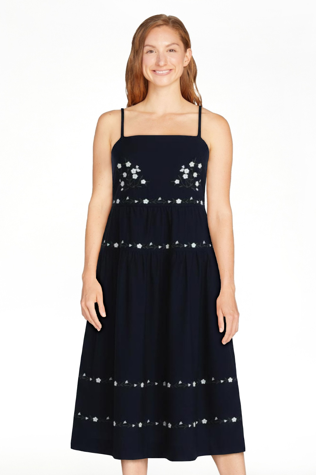 Free Assembly Women's and Women's Plus Embroidered Cotton Midi Dress, Sizes XS-4X | Walmart (US)