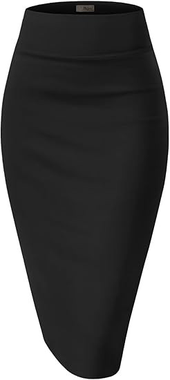 Hybrid & Company Women's Premium Nylon Ponte Stretch High Waist Pencil Suit Skirt Below Knee | Amazon (US)