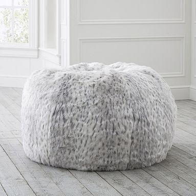 Gray Leopard Faux-Fur Bean Bag Chair | Pottery Barn Teen