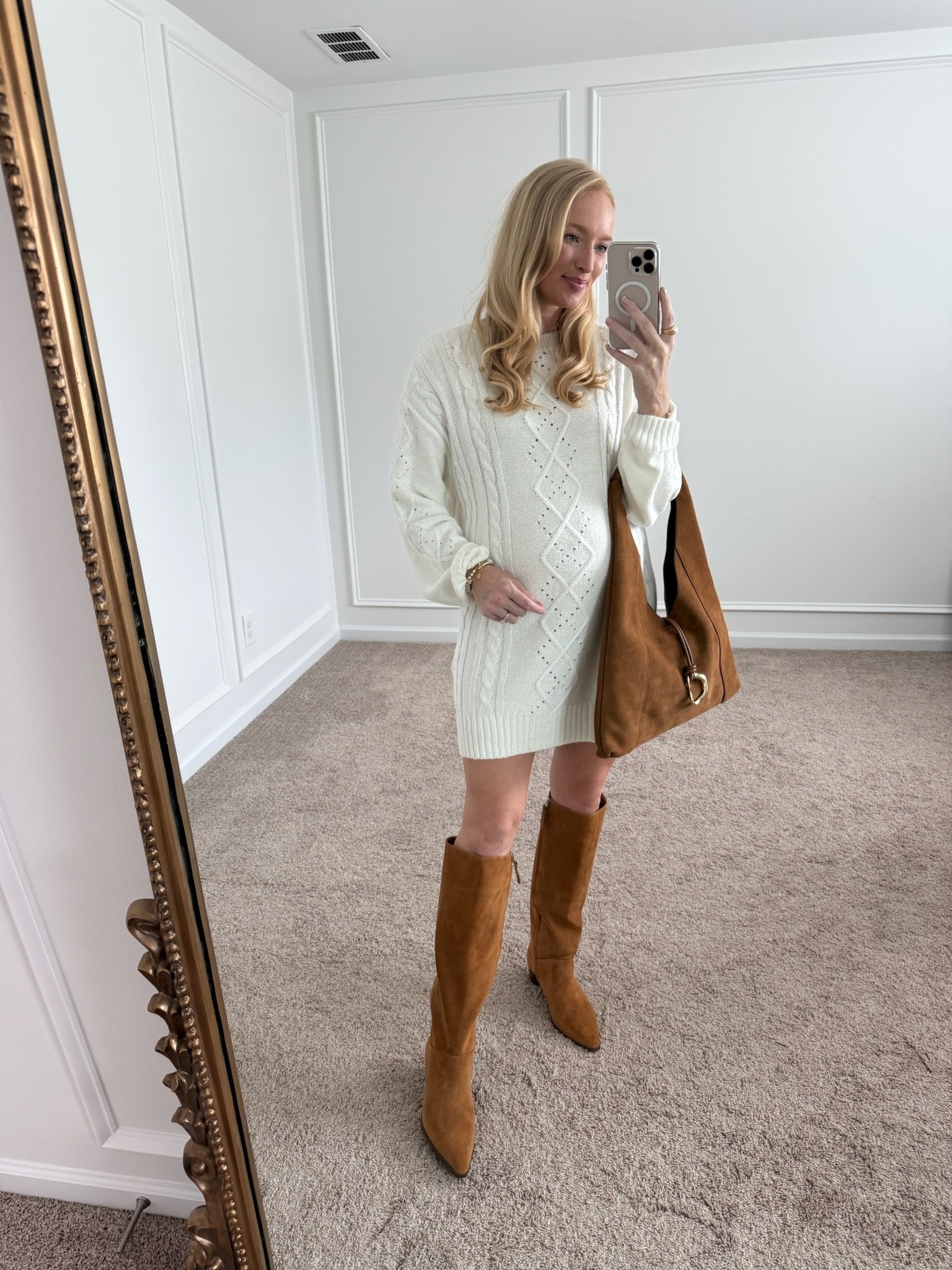 Adorable fall sweater dress! It comes in 2 other colors as well. This would be so pretty for a winery or fall family photos. I’m wearing a medium in the dress. fall outfits // sweater dresses // knee high boots // suede boots


#LTKFindsUnder100 #LTKSeasonal #LTKBump