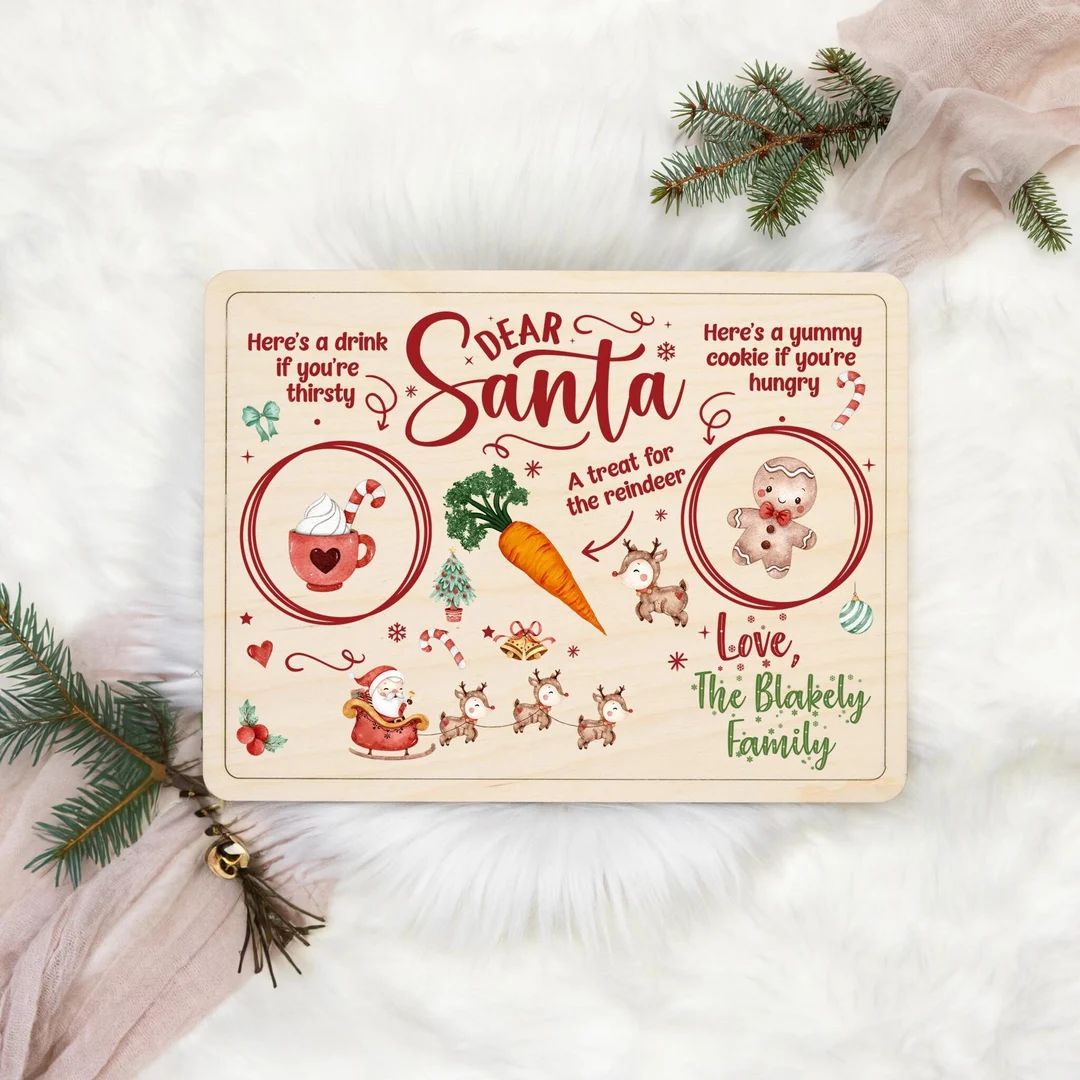 Wooden Santa Milk and Cookie Tray Personalized Santa Cookie - Etsy | Etsy (US)