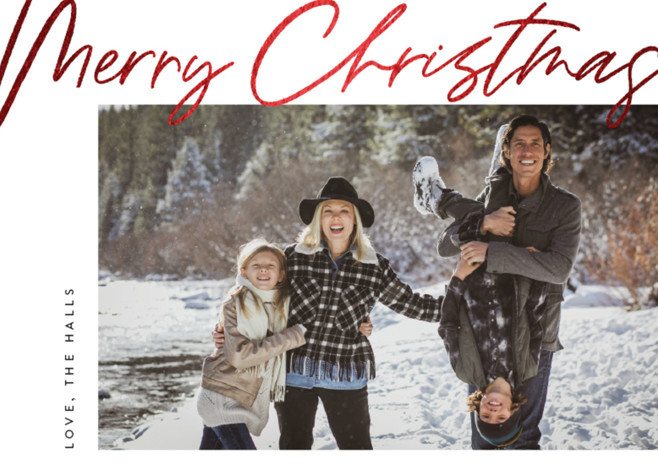 "Christmas Scrawl" - Customizable Foil-pressed Holiday Cards in White by Laura Bercovich. | Minted