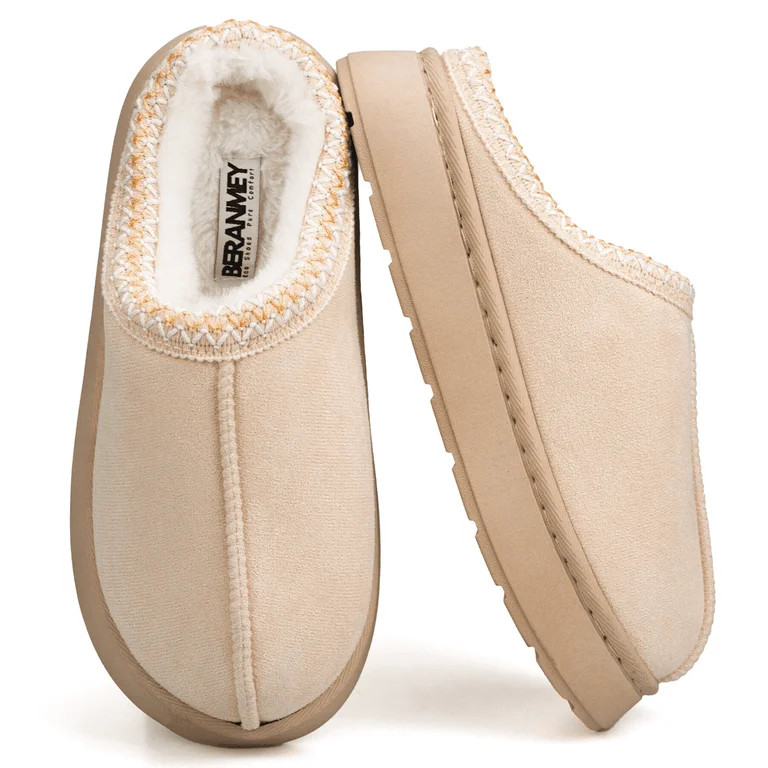 BERANMEY Cozy Platform Fuzzy Slippers for Women and Men Short Ankle Slippers with Anti-Slip Sole ... | Walmart (US)