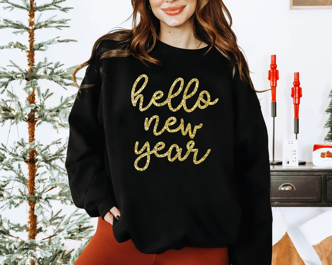 New Years Eve Sweatshirt Glitter New Years Shirt Glitter Nye - Etsy | Etsy (US)