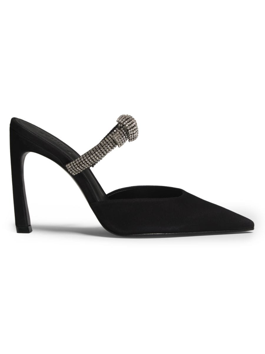 Pearl Curve 100MM Crystal-Embellished Nubuck Mules | Saks Fifth Avenue