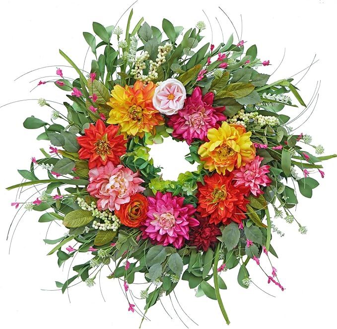 wreathqueen Large Spring Wreaths for Front Door Outside 26 Inch- Full in Shape,Brightly Summer Fl... | Amazon (US)