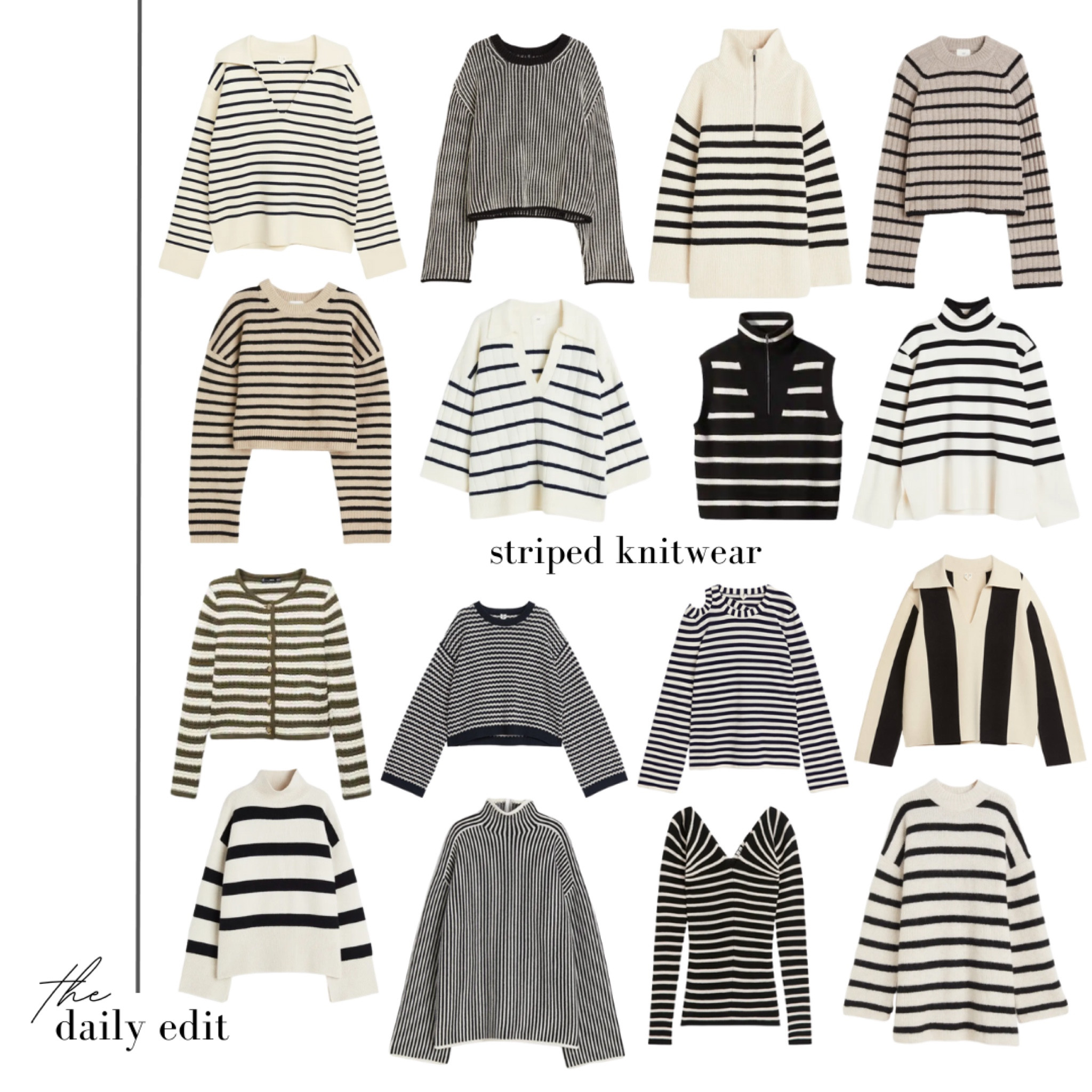 The best (in my opinion) striped knitwear on the high street right now! Transitional wardrobe, autumn fashion, stripe, jumper, gilet, waistcoat, H&M, Mango, COS, ARKET

#LTKeurope #LTKSeasonal #LTKstyletip
