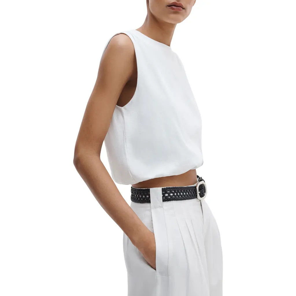 rag & bone Mica Crop Bubble Top in White at Nordstrom, Size Medium | Nordstrom