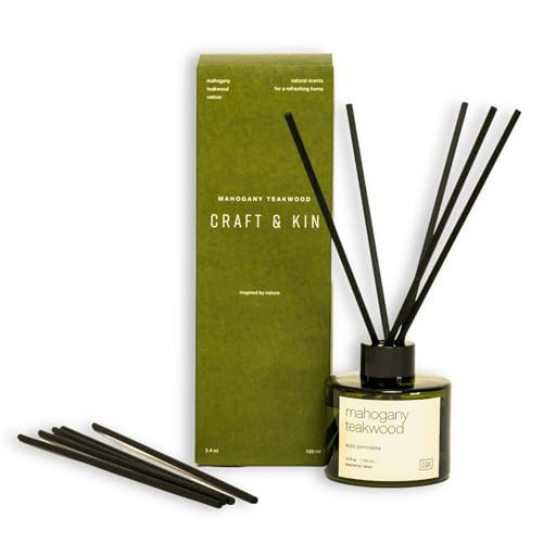 Craft & Kin Reed Diffuser Set Oakwood, Mahogany & Vetiver, Reed Diffusers for Home, Fragrance Diffuser Sticks, Oil Diffuser Sticks, Oil Diffuser with Sticks, Reed Diffuser for Men | Amazon (US)