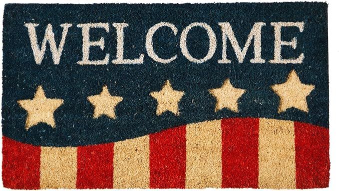 Evergreen Coir Welcome Patriotic Stripes Entrance Doormat | Indoor and Outdoor | 28-inches x 16-i... | Amazon (US)