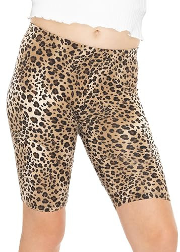 STRETCH IS COMFORT Girl's Cotton Biker Shorts Brown Cheetah Small | Amazon (US)