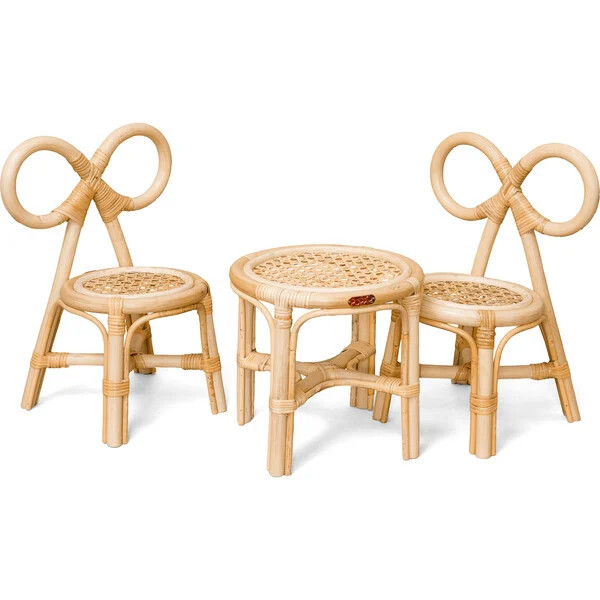 Set of Mini Bow Chairs and Mini Table for Dolls | Maisonette