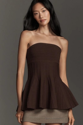 Maeve Strapless Textured Peplum Top | Anthropologie (US)