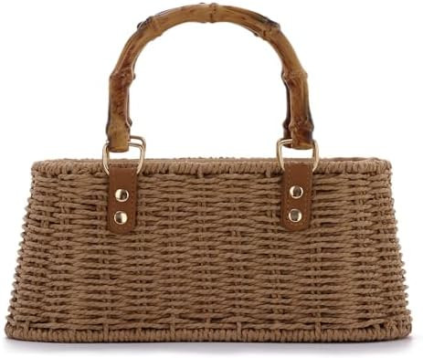Lanpet Straw Woven Handbags Handmade Summer Beach Bags Wicker Rattan Crossbody Bag for Vacation | Amazon (US)