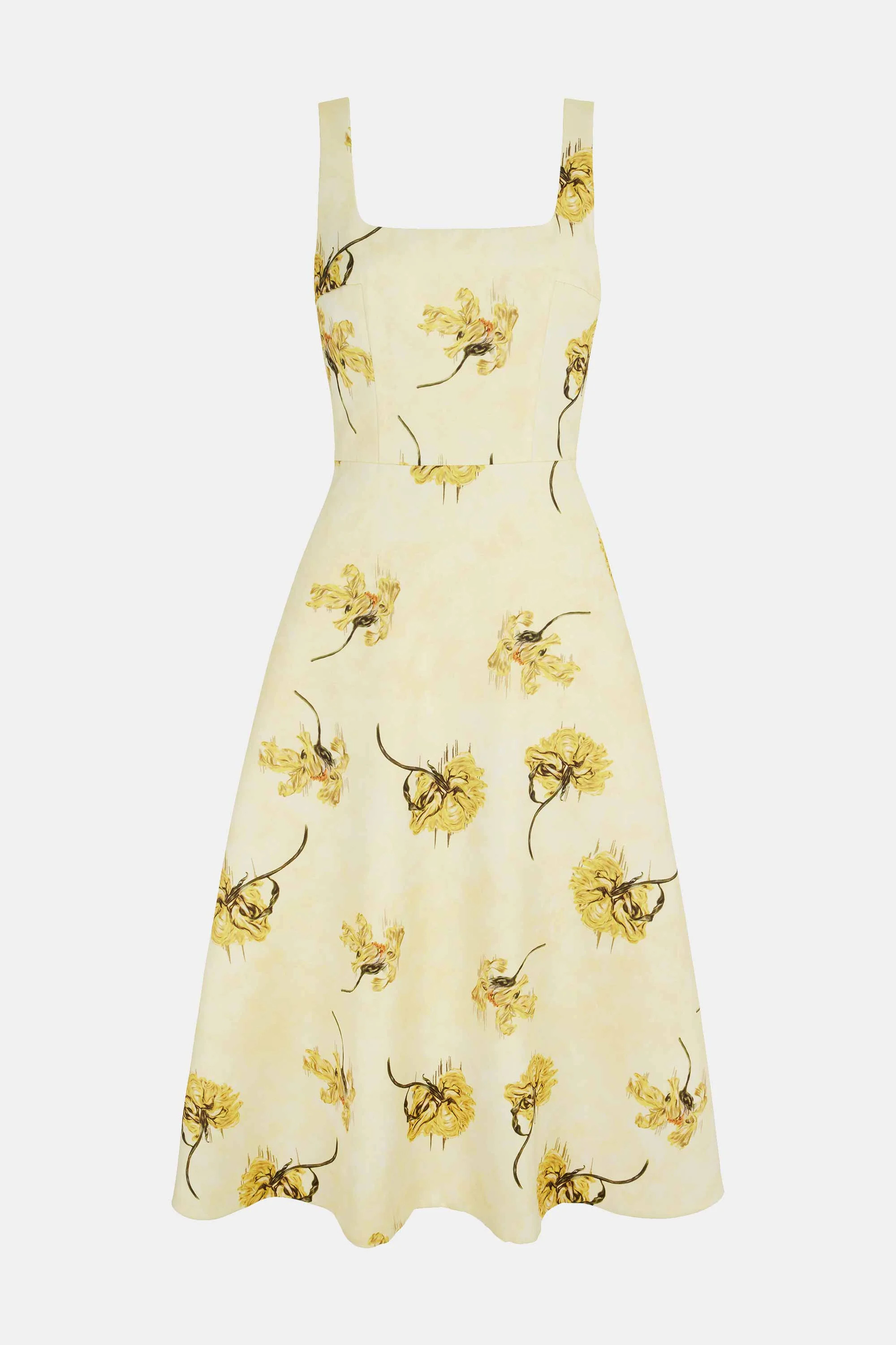 Shiloh Dress In Yellow Floral Printed On Lemon Genzianella | Emilia Wickstead