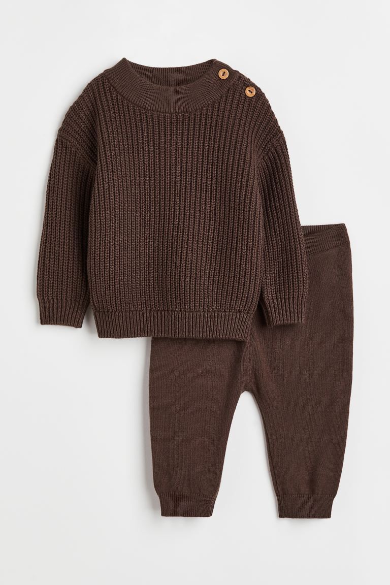 2-piece Knit Set - Dark brown - Kids | H&M US | H&M (US + CA)