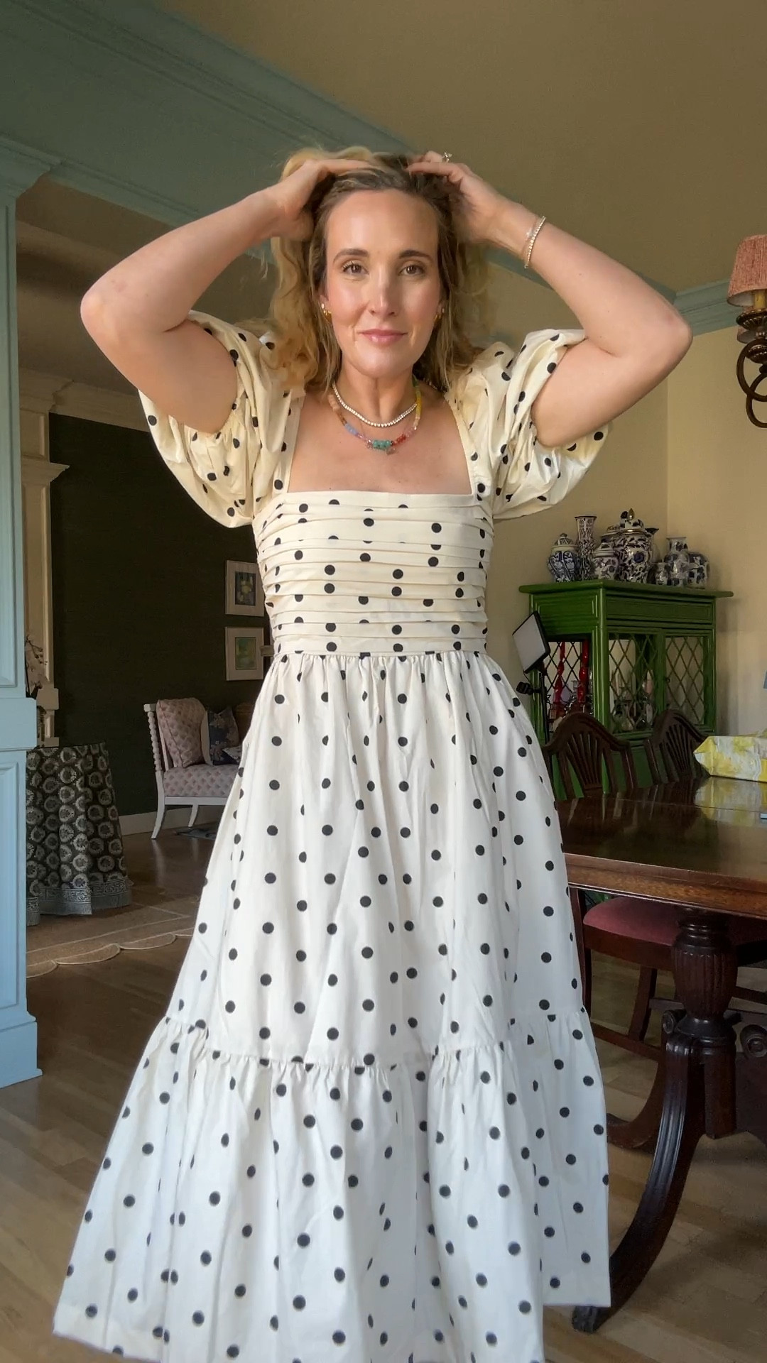 Polka dot dress is our happiness! I love this midi dress with polka dots and I believe it can be dressed up or down! 

#LTKMidsize #LTKFindsUnder100 #LTKVideo