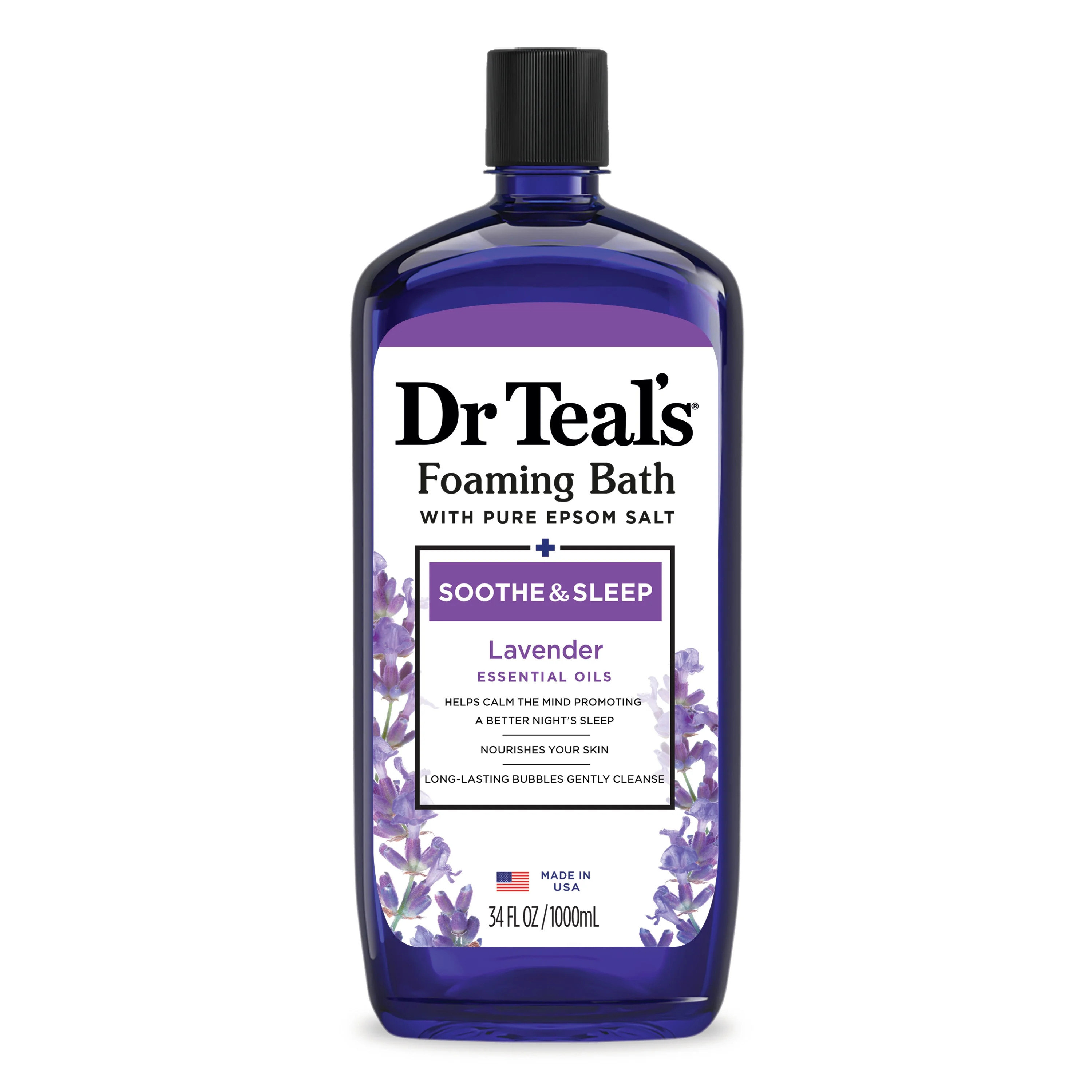 Dr Teal's Foaming Bath with Pure Epsom Salt, Soothe & Sleep with Lavender, 34 fl oz | Walmart (US)