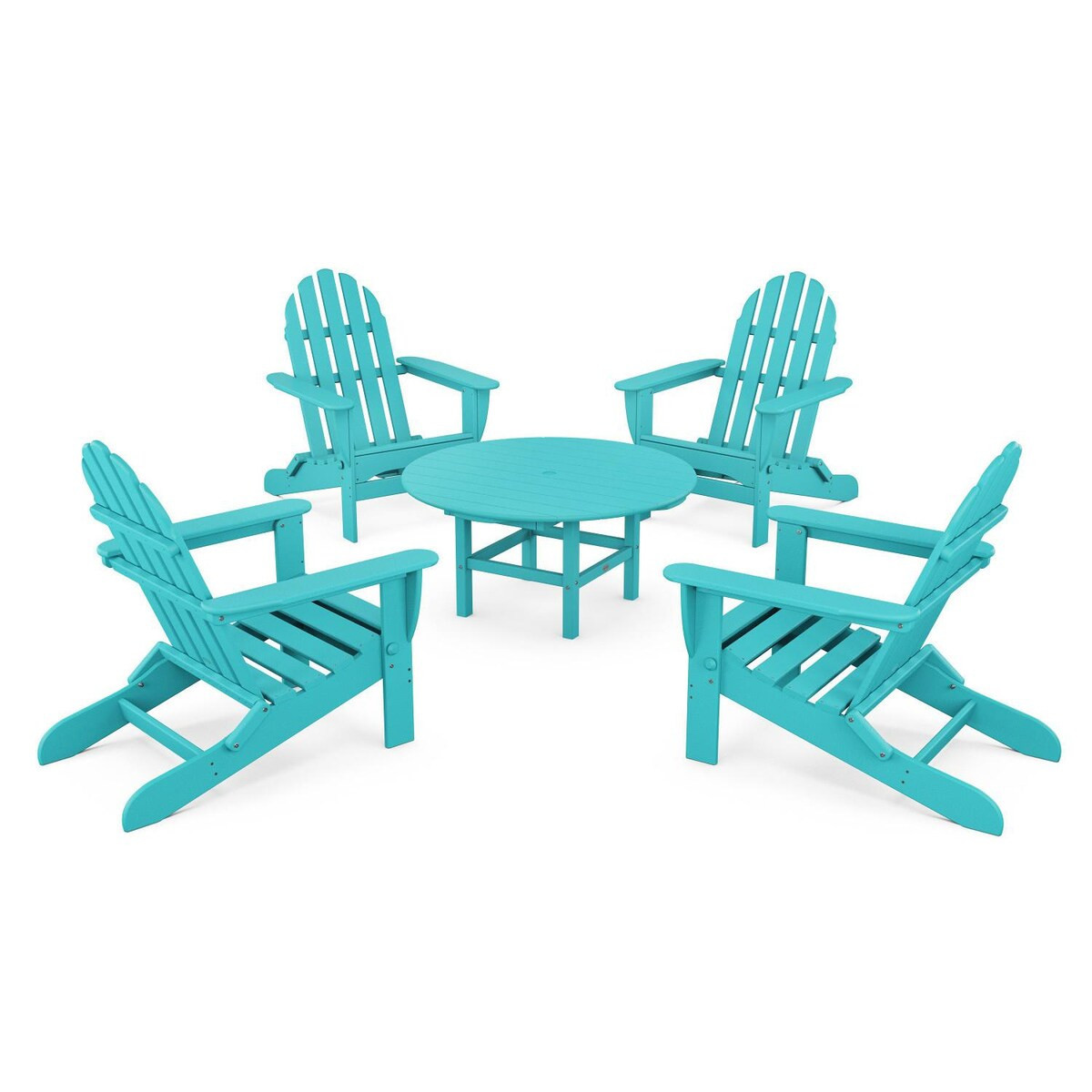 POLYWOOD Classic Adirondack 5 Pc Recycled Plastic Seating Set w/ Folding Chairs in Aruba by - PWS119-1-AR | BBQ Guys