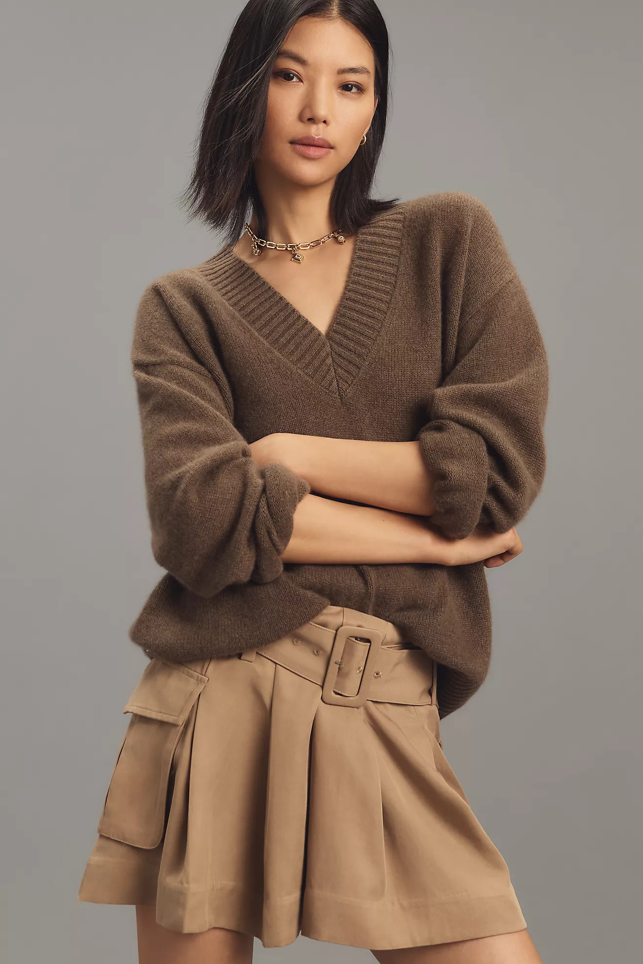 Reformation Jadey Cashmere Oversized V-Neck Sweater | Anthropologie (US)
