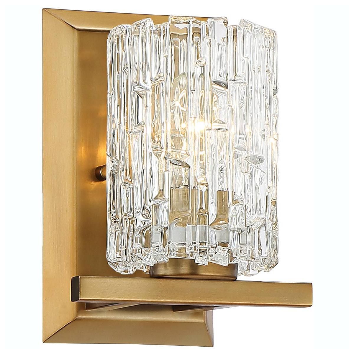Possini Euro Design Icelight Modern Wall Light Sconce Warm Brass Hardwire 6 1/2" Fixture Textured... | Target