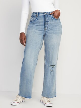 Extra High-Waisted Wide-Leg Ripped Jeans for Women | Old Navy (US)