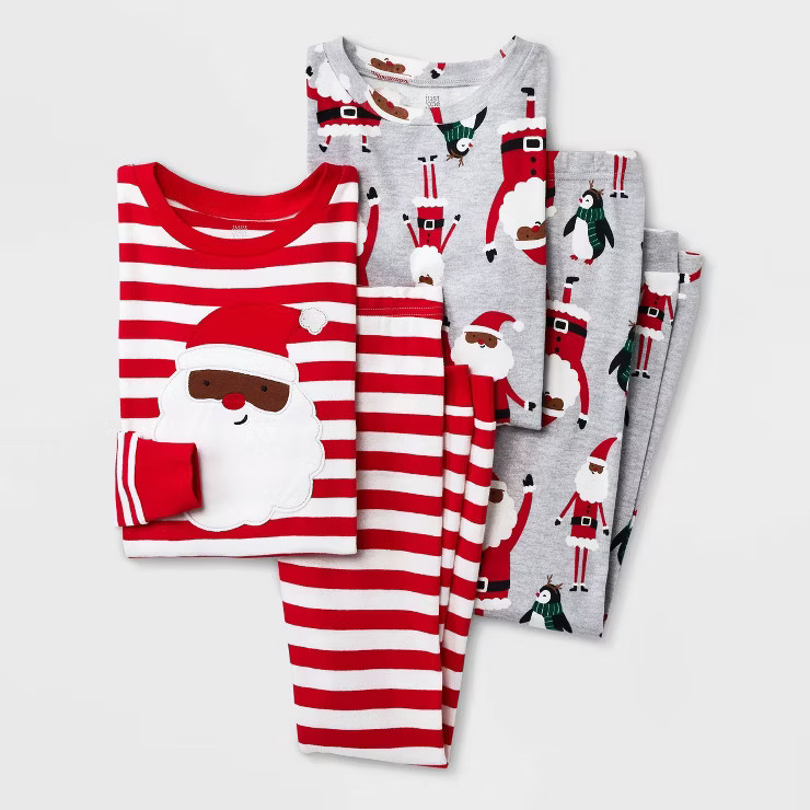 Carter's Just One You® Boys' 4pc Black Santa Pajama Set - Red/Gray | Target