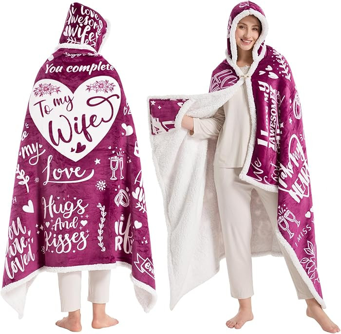 To My Wife Wearable Blanket Hoodie,Valentines Day Gifts for Her Wife Women From Husband, Mothers ... | Amazon (US)