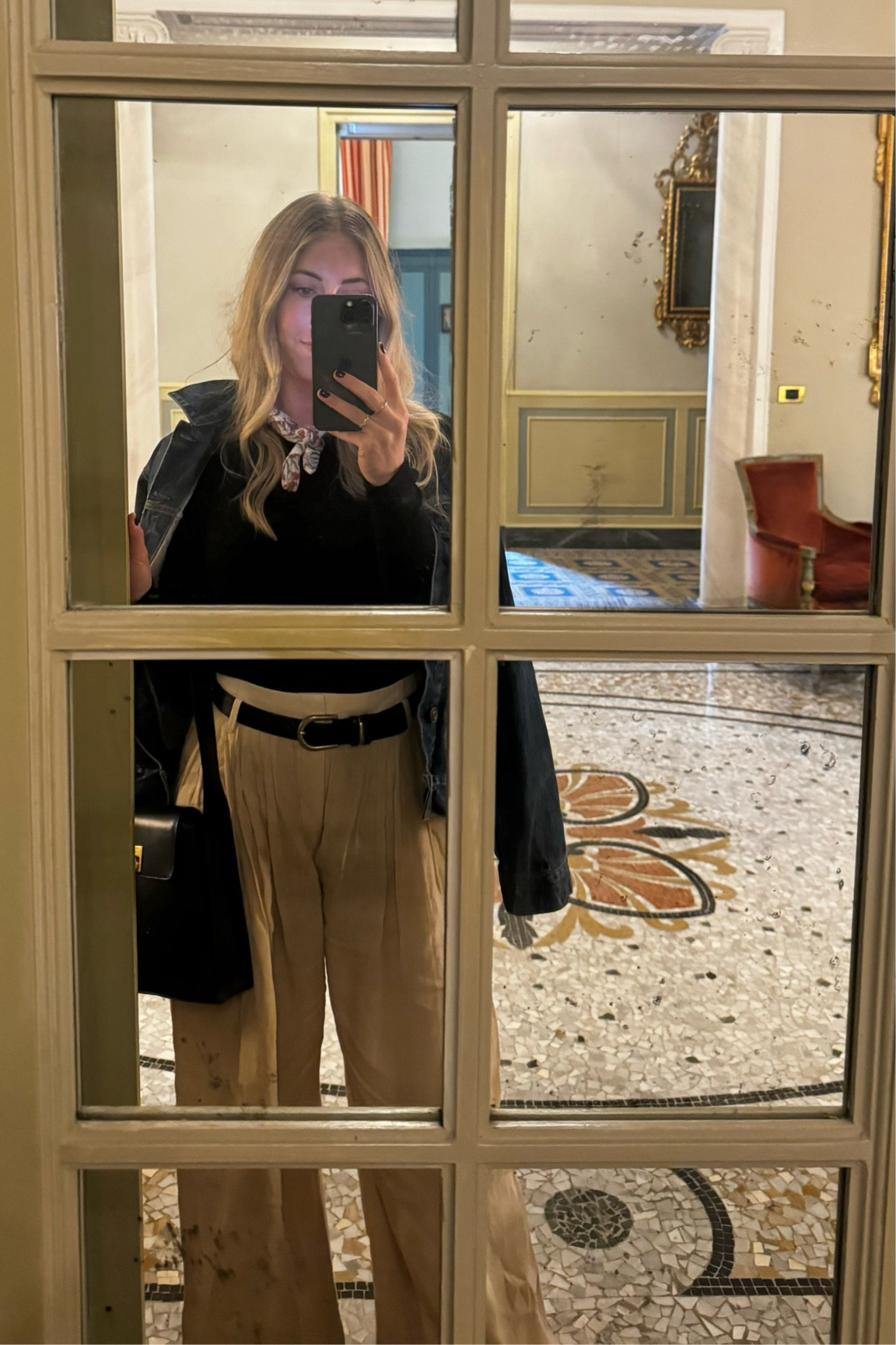 High waisted pleated linen pants: wear a tight fitting top, like a bodysuit, to get the look.