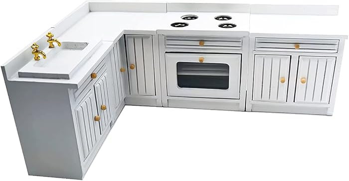 Dollhouse Decoration Accessories,1:12 Dollhouse Miniature Furniture Wooden Kitchen Cabinet Set Fr... | Amazon (US)