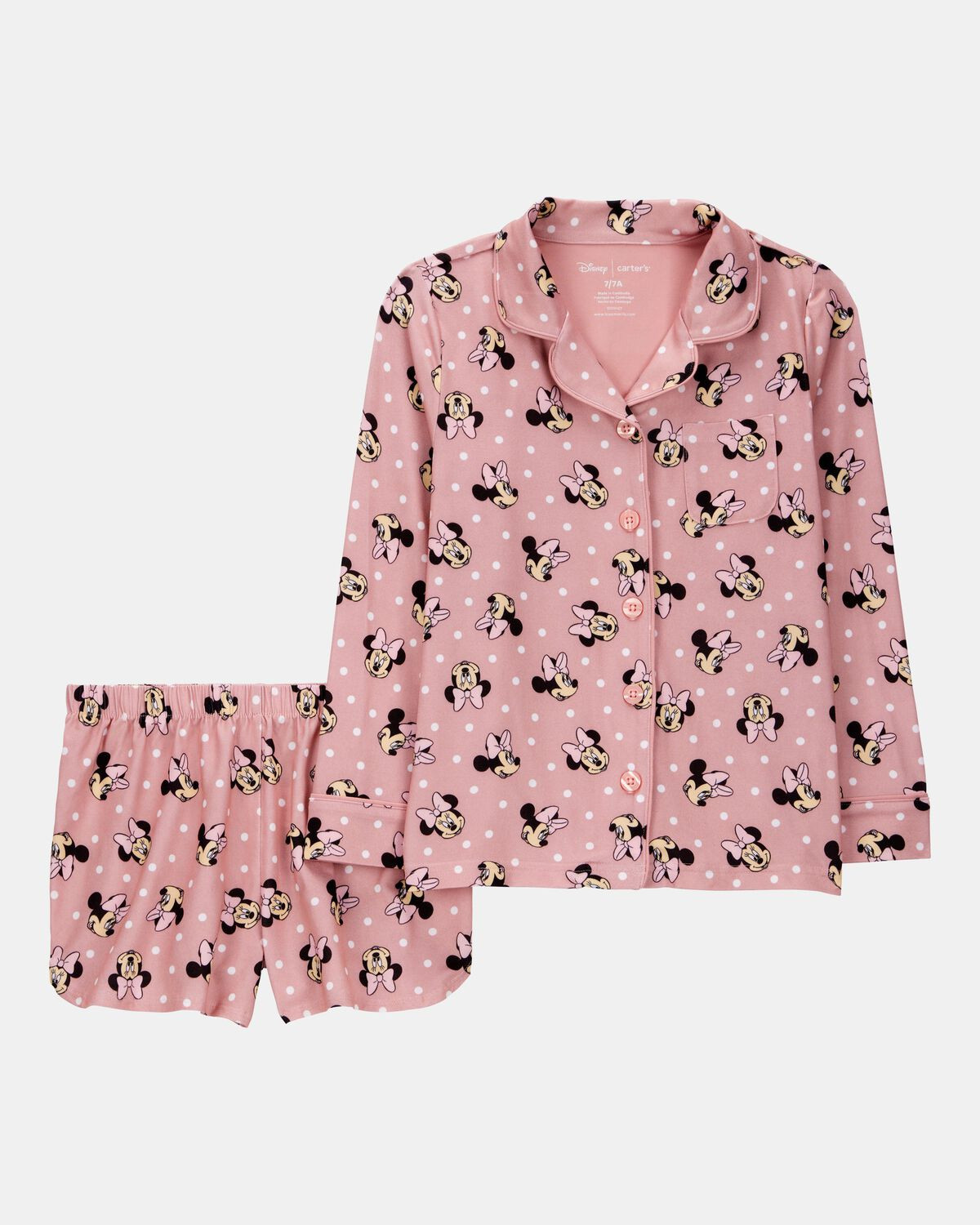 Kid Disney© Minnie Mouse Coat-Style Loose Fit 2-Piece Pajamas - Pink | Carter's Inc