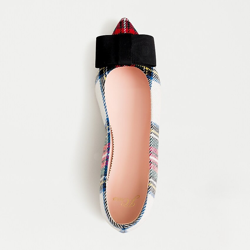 Pointed-toe flats in snowy Stewart tartan | J. Crew US