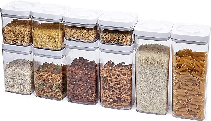 Amazon Basics 10-Piece Square Airtight Food Storage Containers for Kitchen Pantry Organization, B... | Amazon (US)
