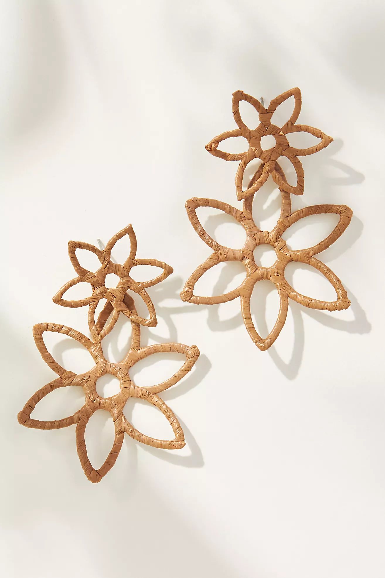 Double Raffia Flower Drop Earrings | Anthropologie (US)