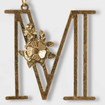 Botanical Monogram Christmas Tree Ornament Gold - Wondershop™ | Target