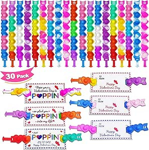JUNQIU Valentines Day Cards For Kids School, 30 Pack Pop It Valentines Cards For Kids, Bulk Valen... | Amazon (US)