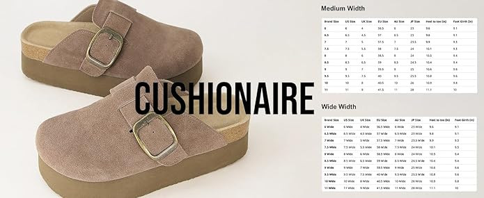 CUSHIONAIRE Women's Granola *Previous Buckle Issue Fixed* Genuine Suede Cork Footbed Platform Clo... | Amazon (US)