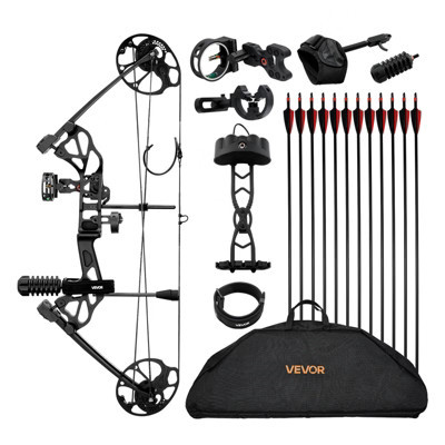 VEVOR Compound Bow Archery,19-30 in Draw Length Compound Bow Package for Beginner, 19-70 Lbs Draw Weight Archery Bows and Arrow Set, 320 fps, Black | Target