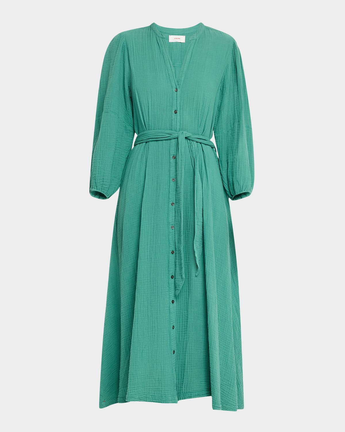 Selene Blouson-Sleeve Cotton Gauze Midi Dress | Neiman Marcus