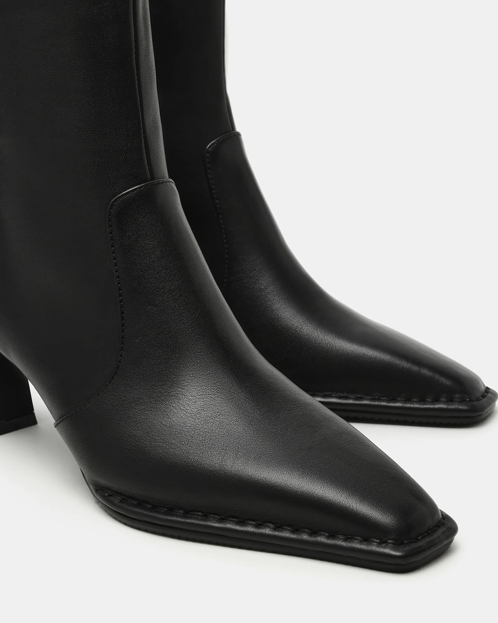 FARE Black Leather Square Toe Women's Ankle Boot | Steve Madden (US)