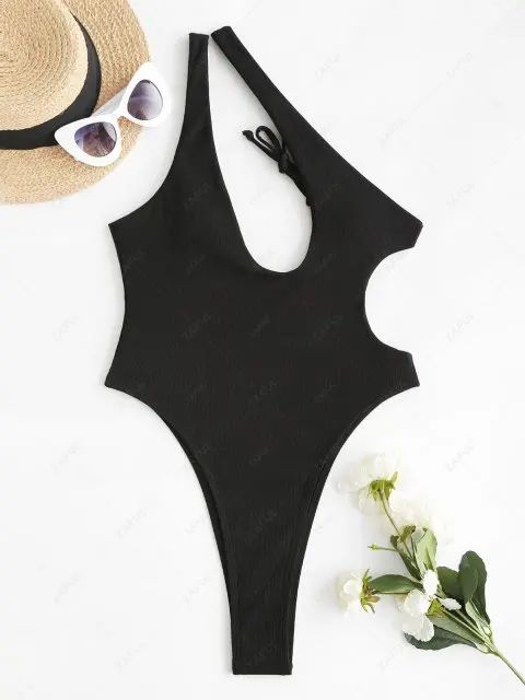 ZAFUL One Shoulder High Leg Cut Out One-piece Swimsuit - Black S | ZAFUL (Global)