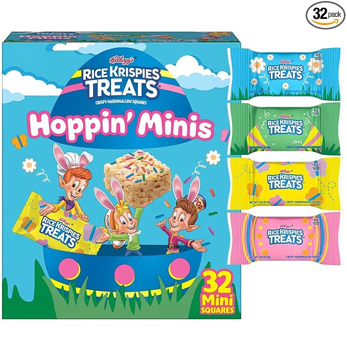 Rice Krispies Treats Crispy Mini Marshmallow Squares, Easter Snacks, Cereal Bars, Original with C... | Amazon (US)
