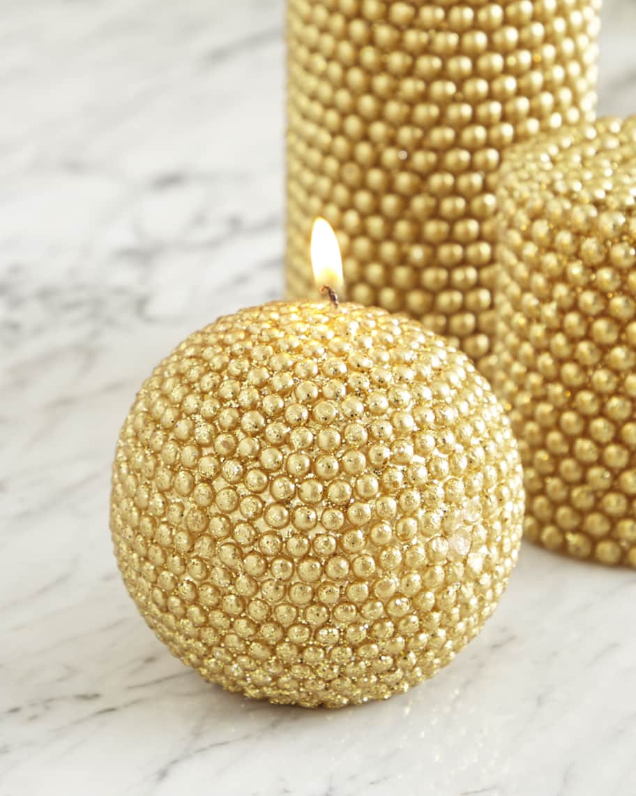 Neiman Marcus 4" Gold Pearl Sphere Candle | Neiman Marcus