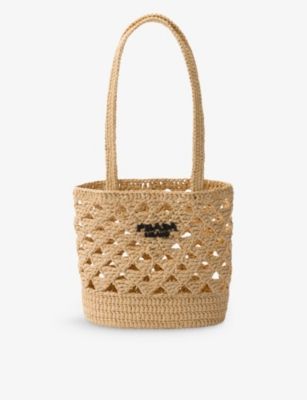 Brand-embroidered woven tote bag | Selfridges