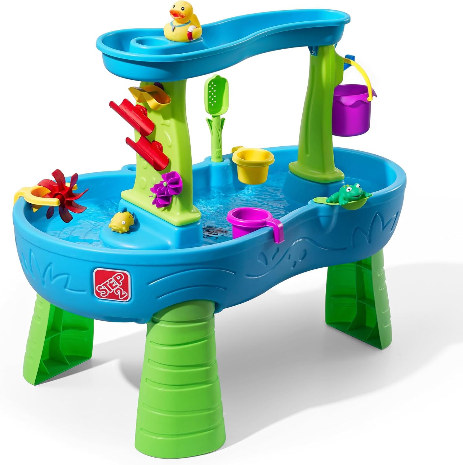 Step2 Rain Showers Splash Pond Toddler Water Table, Outdoor Kids Water Sensory Table, Ages 18+ Months, 13 Piece Water Toy Accessories, Blue & Green | Amazon (US)