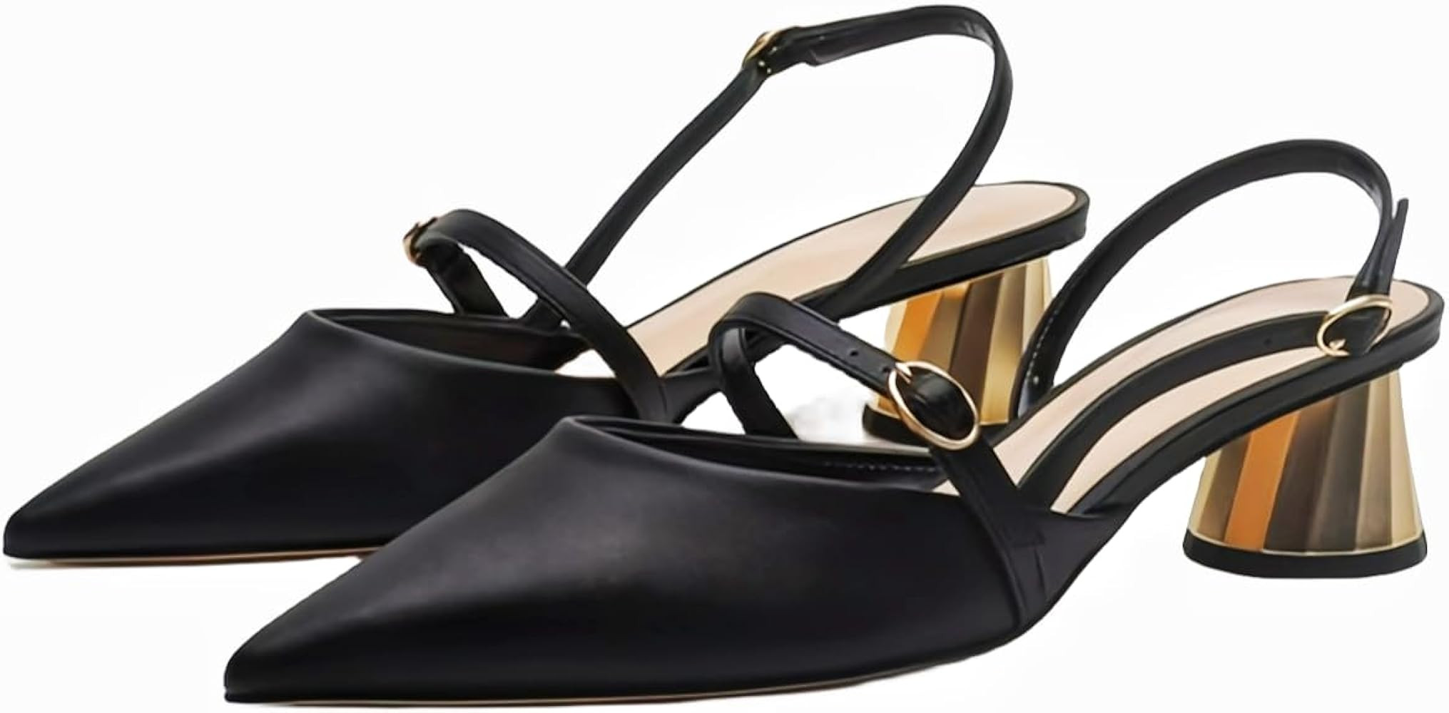 stylewe Kitten Low Chunky Heel For Women Strappy Slingback Block Heels Pointed Toe Adjustable Ank... | Amazon (US)