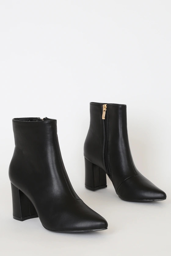 Sarai Black Pointed-Toe Ankle Booties | Lulus