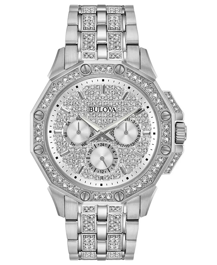 Men's Stainless Steel & Crystal-Accent Bracelet Watch 41.5mm | Macys (US)