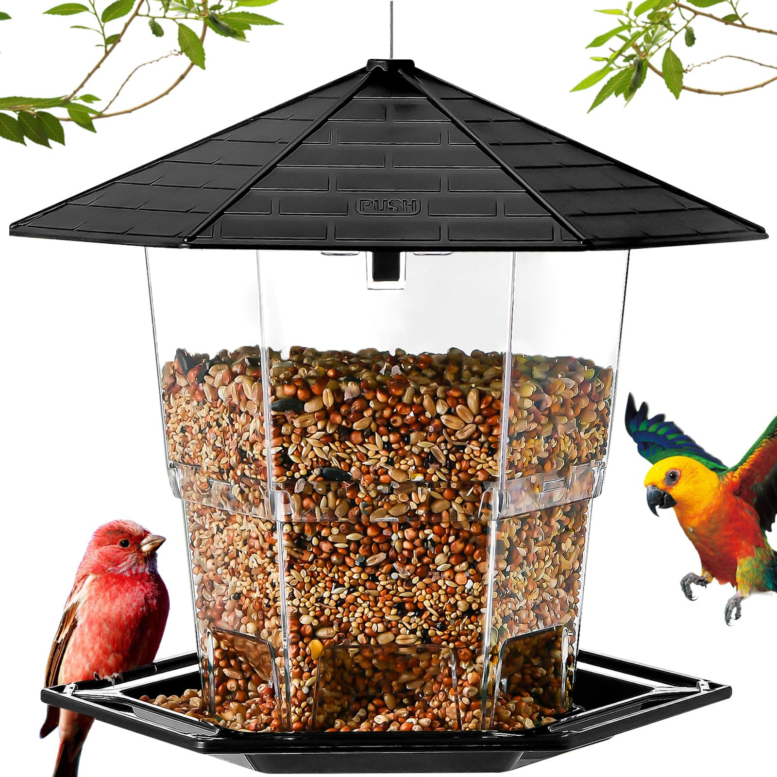 Amazon.com : Jealoeur Bird Feeders for Outdoors Hanging Bird Feeder Wild Birds Seed, Black : Pati... | Amazon (US)